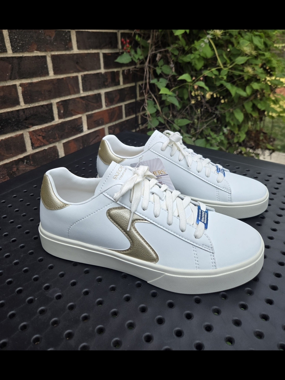 NWT Skechers Eden LX Beaming Glory White Gold Court Sneakers - Women's 9 No Box
